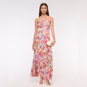 Abercrombie & Fitch Strapless Pink Floral Maxi Dress